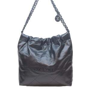 CHANEL AS3260 So Black Shiny Calfskin Chanel 22 Small Shoulder Bag, with Hard...